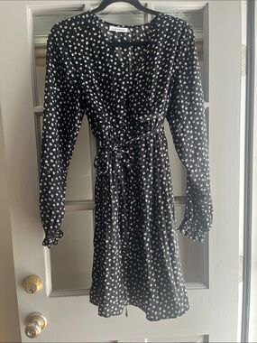 Black Floral Long-Sleeve Maternity Wrap Dress